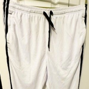 Athletic Pants for Women - Track Pants White with Black Stipe down sides XL